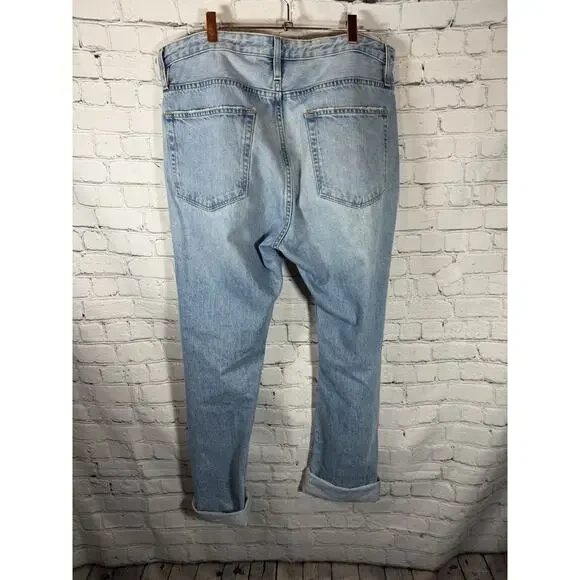 Frame High Rise Relaxed Straight Jeans Distressed Size 33 Light Wash 5 Button - Picture 6 of 9